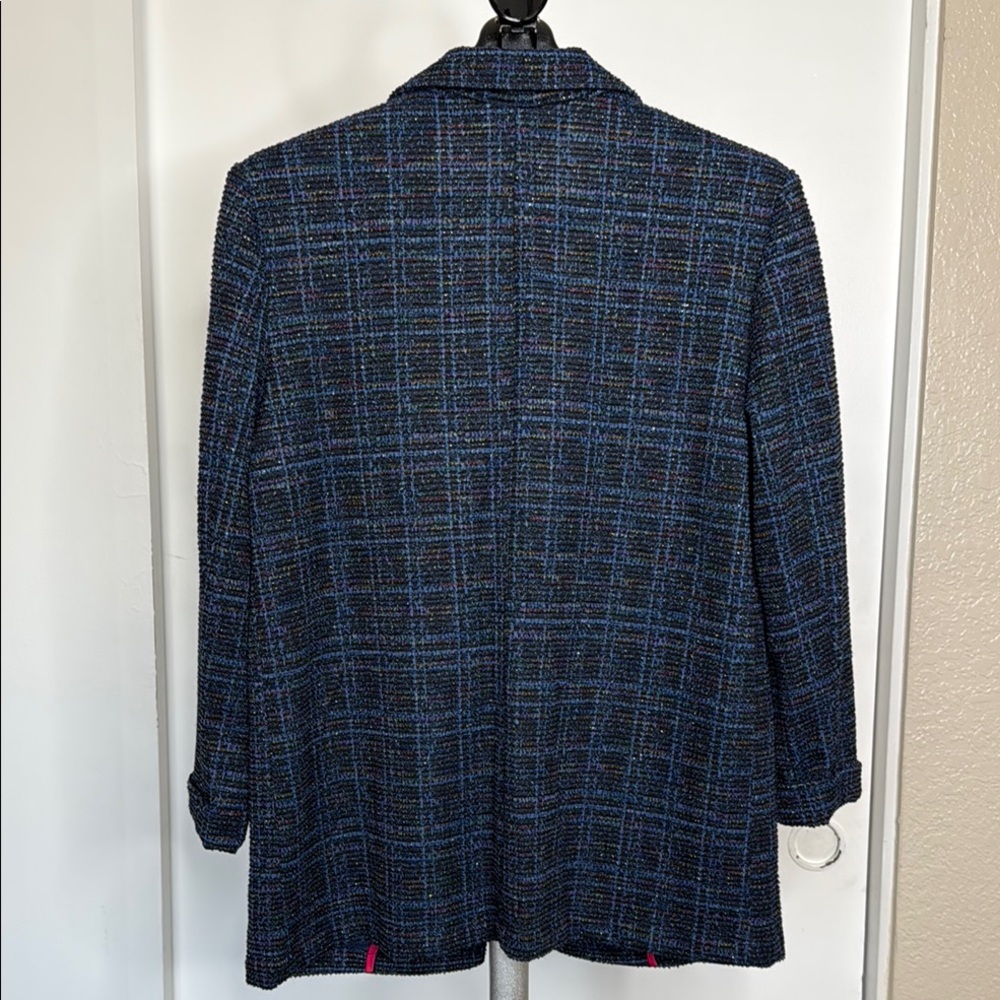 Nanette Lepore Blue Blazer with Subtle Plaid Pattern - Picture 2 of 5